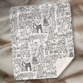 Cobertor Sherpa Gatos e Gatinhos Pretos e Brancos Modernos com Est