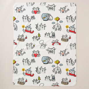 Cobertor Sherpa Gatos engraçados, leite e magia.