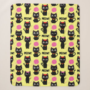 Cobertor Sherpa Gatos Pretos Divertidos Com Bolas de Lã Modelo