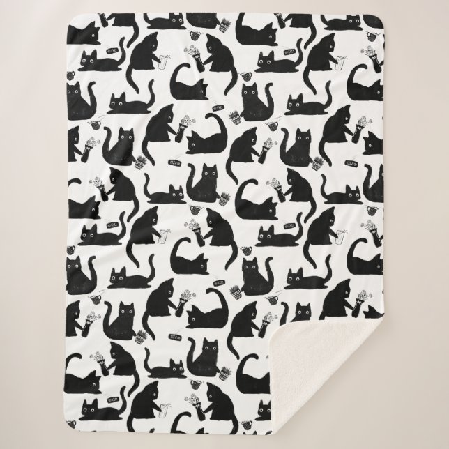 Cobertor Sherpa Gatos Ruins A Trancar Coisas (Frente)