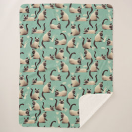 Cobertor Sherpa Gatos Siameses Ruins A Arrancar Coisas