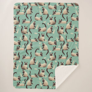 Cobertor Sherpa Gatos Siameses Ruins A Arrancar Coisas