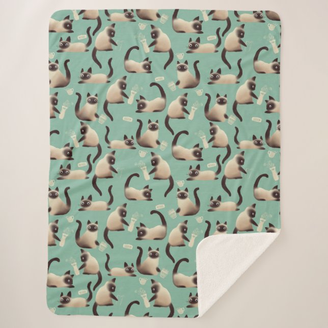 Cobertor Sherpa Gatos Siameses Ruins A Arrancar Coisas (Frente)