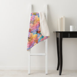 Cobertor Sherpa Gatos Vestidos, Fazer-Pata Imprime nas Nuvens