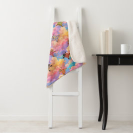 Cobertor Sherpa Gatos Vestidos, Fazer-Pata Imprime nas Nuvens