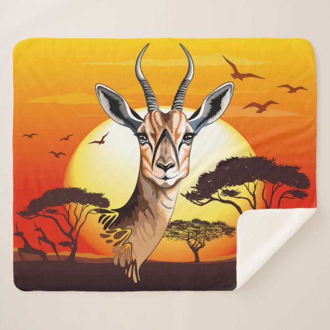 Cobertor Sherpa Gazelle African Antelope Wild Animal (Frente (Horizontal))