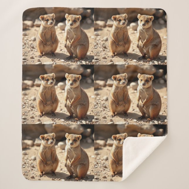 Cobertor Sherpa Gêmeos Quokka australianos, (Frente)