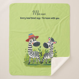 Cobertor Sherpa Gêmeos Zebra no Nome Selvagem e Personalizado