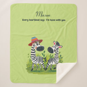 Cobertor Sherpa Gêmeos Zebra no Nome Selvagem e Personalizado