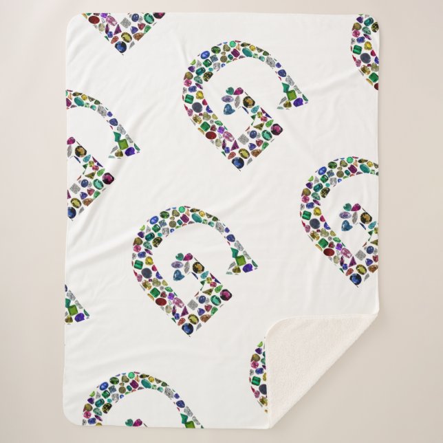 Cobertor Sherpa Gemstone Diamond G Monograma Inicial (Frente)