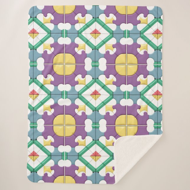 Cobertor Sherpa Geometria de Meados do Século para Estilo Interior (Frente)