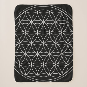 Cobertor Sherpa Geometria Sagrada: Flor da Vida Preto e Branco