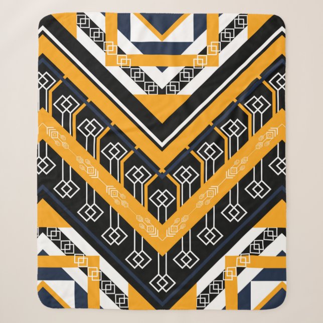 Cobertor Sherpa Geometric ethnic oriental pattern traditional desi (Frente)