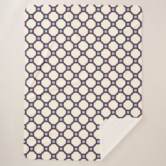 Cobertor Sherpa Geométrico 007 neutro e azul (Frente)