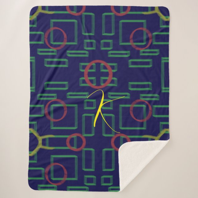 Cobertor Sherpa Geométrico Azul (Frente)