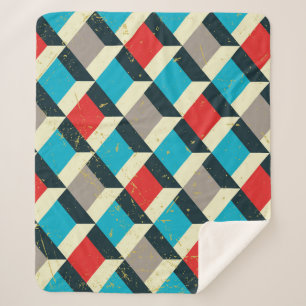 Cobertor Sherpa Geométrico Decorativo: Padrão Artístico Vintage.