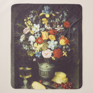 Cobertor Sherpa Georg Flegel Grande pedaço de flores (em nicho)