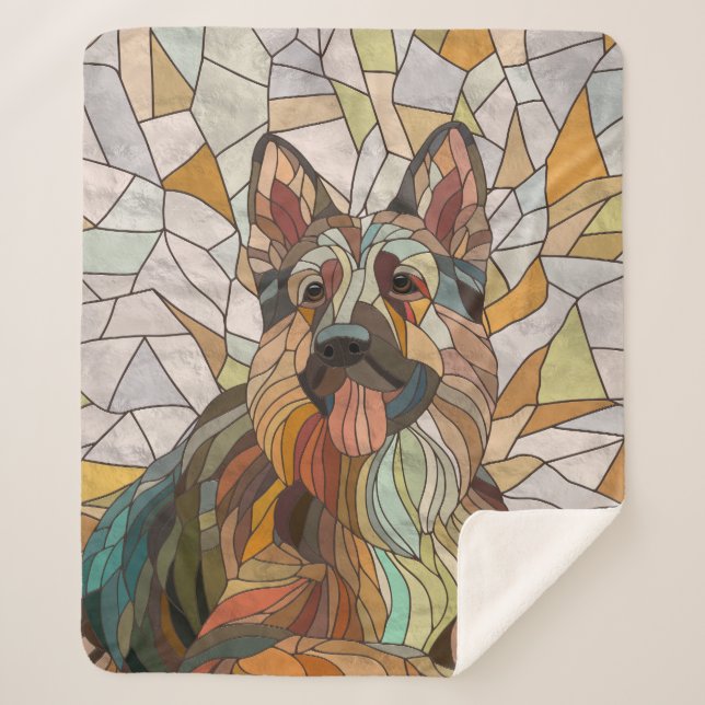 Cobertor Sherpa German shepherd - Arte Mosaica (Frente)