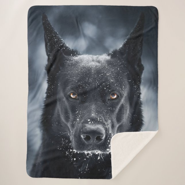 Cobertor Sherpa German shepherd Preto (Frente)