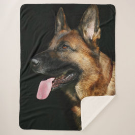 Cobertor Sherpa German shepherd sobre fundo preto