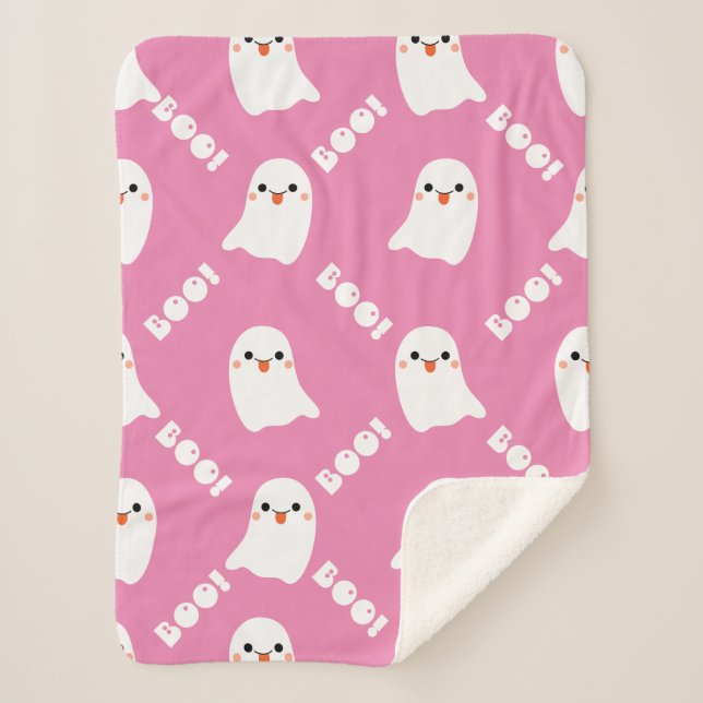 Cobertor Sherpa Ghost Halloween Blanket, Home Decor Blanket (Frente)