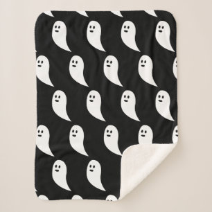 Cobertor Sherpa Ghost Halloween - padrão branco preto