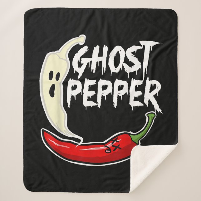 Cobertor Sherpa Ghost Pepper Funny Spicy Hot Halloween Peppe (Frente)