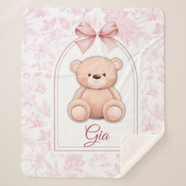 Cobertor Sherpa Gia | Design de Enfermeiro de Urso Rosa Personaliz