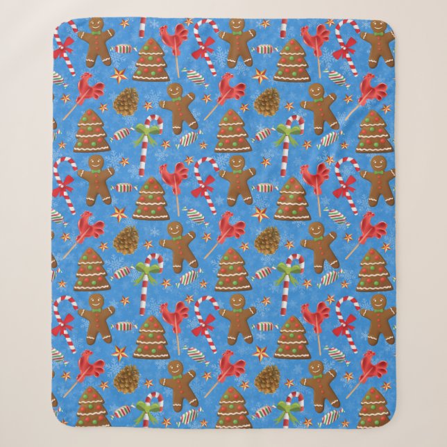 Cobertor Sherpa Gingercake Man, Candy and Lollipop (Frente)