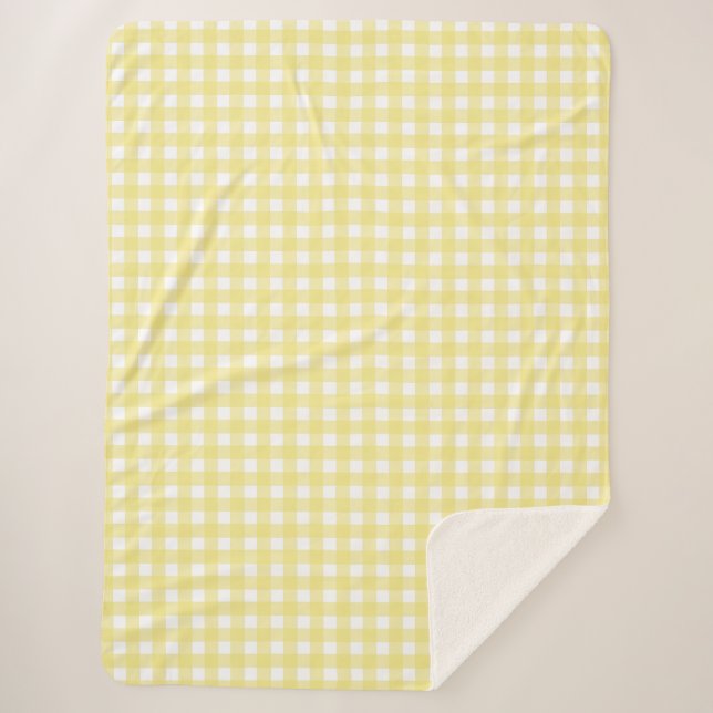 Cobertor Sherpa Gingham amarelo pálido e branco (Frente)