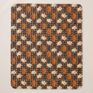 Cobertor Sherpa Gingham, morcegos de abóbora-fantasma