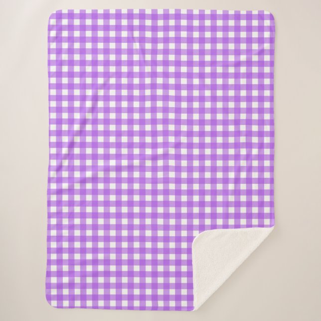 Cobertor Sherpa Gingham roxo brilhante (Frente)