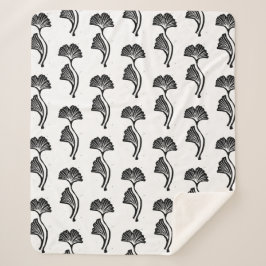 Cobertor Sherpa Gingko Leaf Lino Impressão Sherpa Blanket