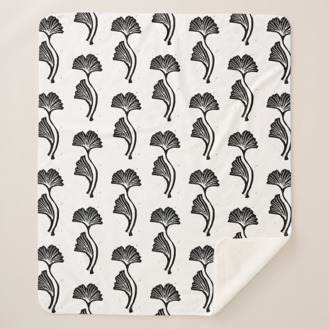 Cobertor Sherpa Gingko Leaf Lino Impressão Sherpa Blanket (Frente)