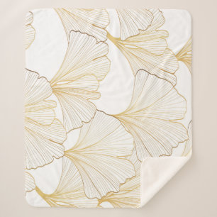 Cobertor Sherpa Ginkgo Dourado: Esquema de Folha Luxuosa