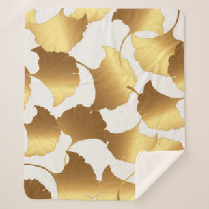 Cobertor Sherpa Ginkgo Dourado: Luxury Vintage Design.