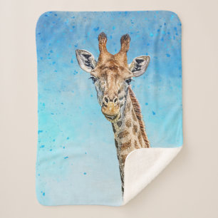 Cobertor Sherpa Girafa Curiosa com Céu Azul Confetti