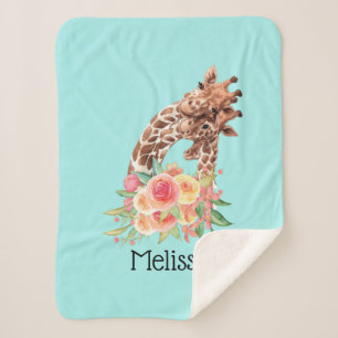 Cobertor Sherpa Girafa Gira-Cama Cura-Cama Mãe e Bebê