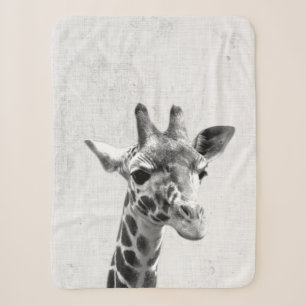 Cobertor Sherpa Girafa Peekaboo Preto e Branco Berçário Minimalist