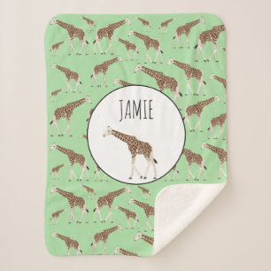 Cobertor Sherpa Giraffe Jungle Safari Animal