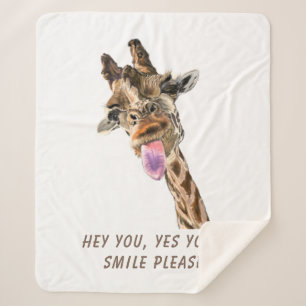 Cobertor Sherpa Giraffe Tongue Reproduzindo Sherpa Blanket