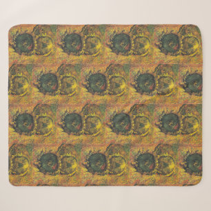 Cobertor Sherpa Girassóis de Van Gogh - Arte Floral Dourada Vintag