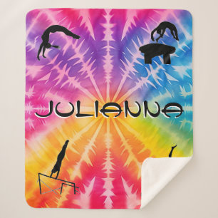 Cobertor Sherpa Girls Gymnastics Rainbow Tie-Dye