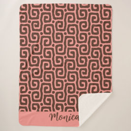 Cobertor Sherpa Girly pink &brown Abstract  monogram name pattern