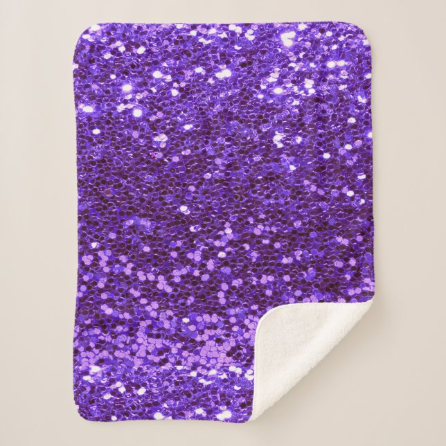 Cobertor Sherpa Girly Purple Glitter Bling Glam Modern (Frente)
