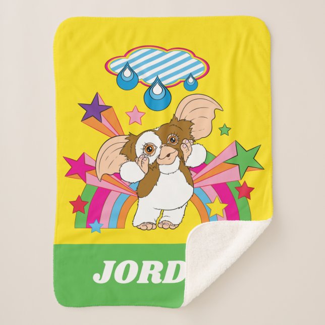 Cobertor Sherpa Gizmo | Sonho de gotas de chuva | Adicione seu nom (Frente)