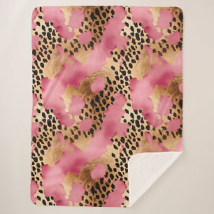 Cobertor Sherpa Glam Leopardo Dourado rosa