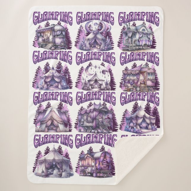 Cobertor Sherpa Glamping in Style: Luxe Boho RVs & Tents in Purple (Frente)