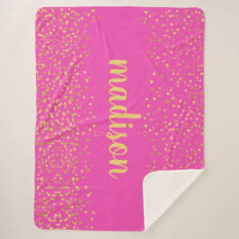Cobertor Sherpa Glitter Dourado Confetti | Rosa Personalizado
