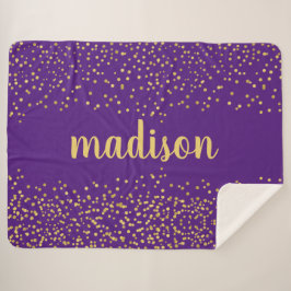 Cobertor Sherpa Glitter Dourado Confetti | Roxo personalizado